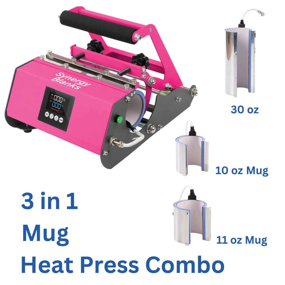 Synergy Blanks Elite Pro 3 in 1 Mug / Tumbler Heat Press - Bright Pink
