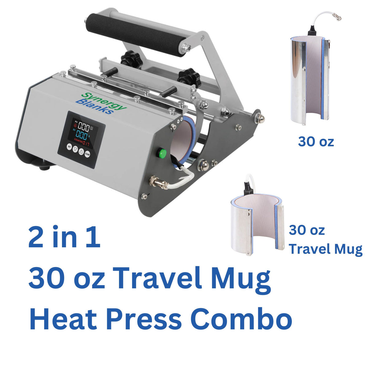Synergy Blanks 30 oz Travel Mug & 20, 30, 16 oz Tumbler Heat Press - Gray