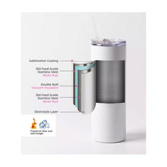 20 oz Straight Skinny Tumbler Sublimation Blank - White