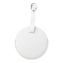 Round PU Leather Double Sided Luggage Tag Sublimation Blank - White