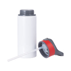 22 oz Aluminum Water Bottle Sublimation Blank - White w/ Red Cap