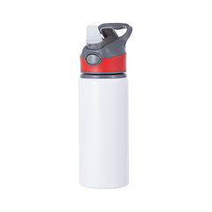 22 oz Aluminum Water Bottle Sublimation Blank - White w/ Red Cap
