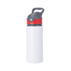22 oz Aluminum Water Bottle Sublimation Blank - White w/ Red Cap