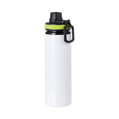 28 oz Aluminum Water Bottle Sublimation Blank - White w/ Green Cap