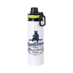 28 oz Aluminum Water Bottle Sublimation Blank - White w/ Green Cap