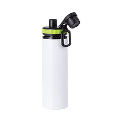 28 oz Aluminum Water Bottle Sublimation Blank - White w/ Green Cap