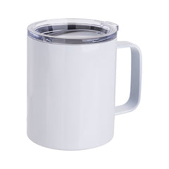 12 oz Stainless Steel Coffee Cup w/ Lid Sublimation Blank - White
