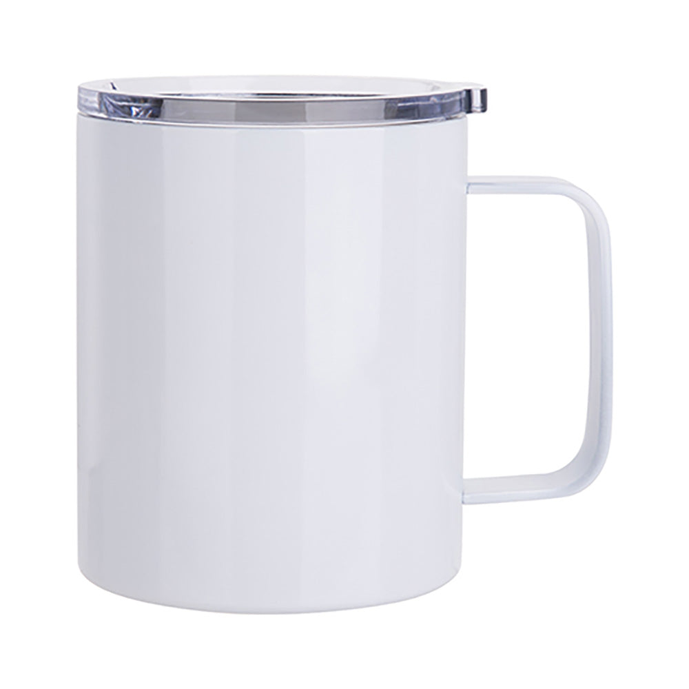 12 oz Stainless Steel Coffee Cup w/ Lid Sublimation Blank - White